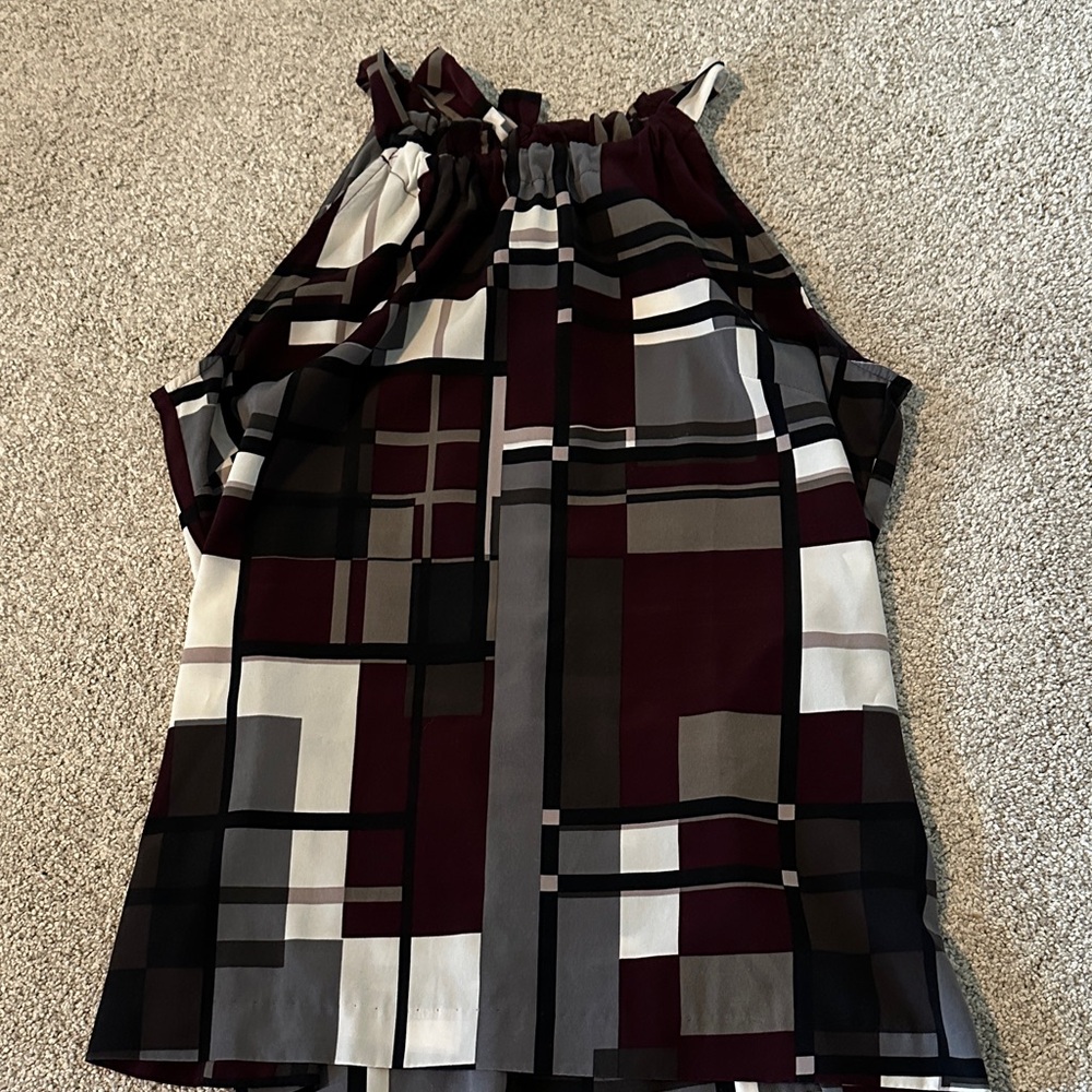 Banana Republic Maroon and Gray Plaid Blouse